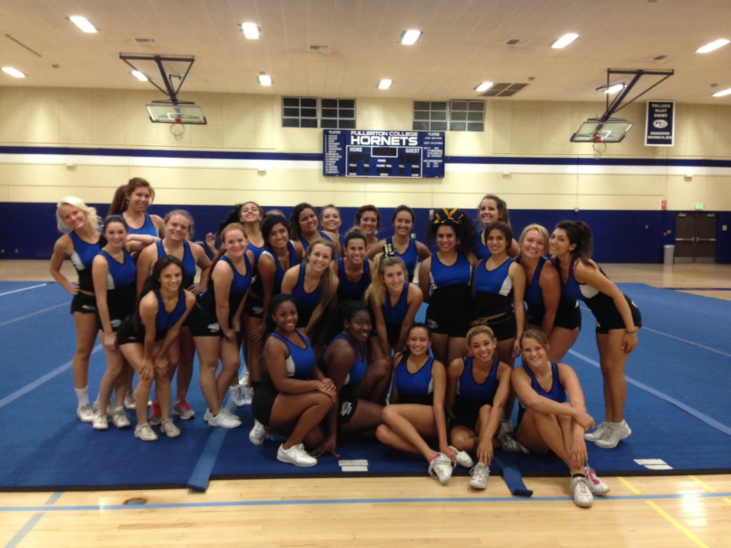 The Fullerton College cheerleading team.