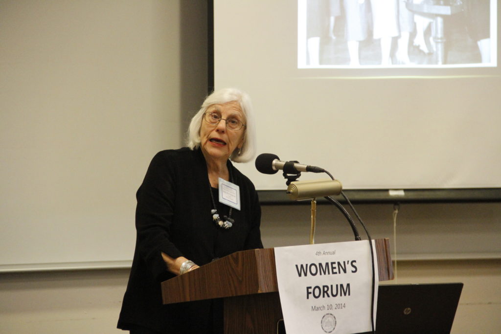 Molly McClanahan, district trustee and keynote speaker, opens the Fourth Annual Womens Forum. Photo credit: Marisa Reyes
