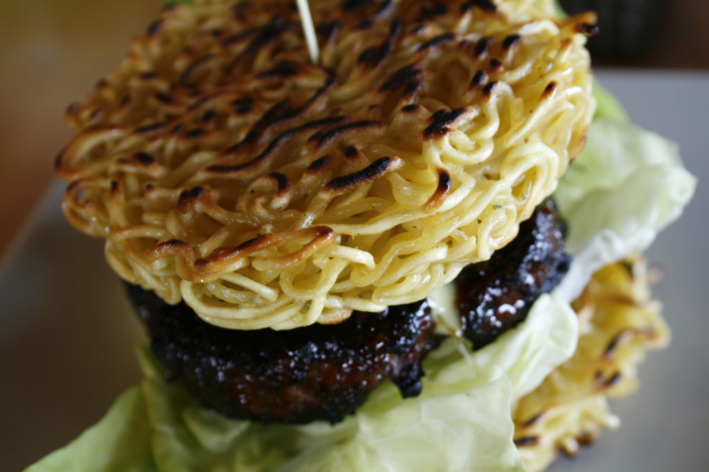 Not your average burger: Toro Burgers most popular menu item, the Noodle Burger, fuses Korean and American flavors. Photo credit: Rosie Waddell