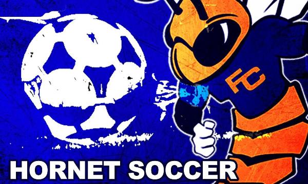 FCs Buff Hornet mascot next to white soccer ball.