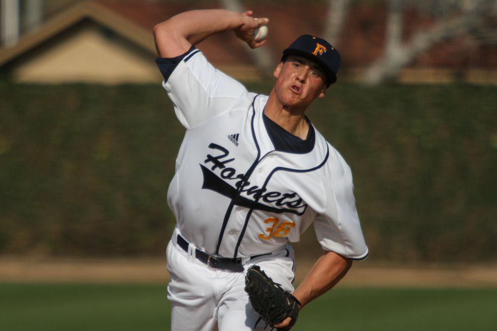 Dylan Prohoroff delivering pitch against Bakersfield on Tuesday.  
-courtesy Ricardo Zapata