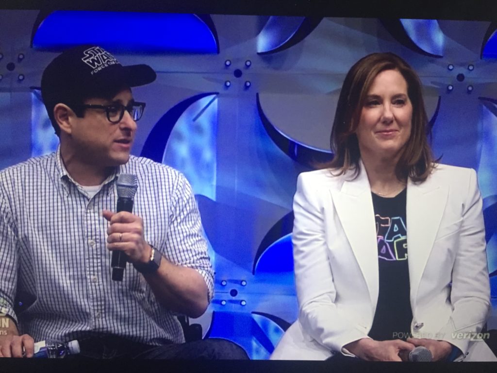 Director J.J. Abrams and president of Lucasfilm Kathleen Kennedy discussed the seventh installment of the Star Wars franchise, The Force Awakens at the Anaheim Convention Center on Thursday. Photo credit: Sarah Espiritu