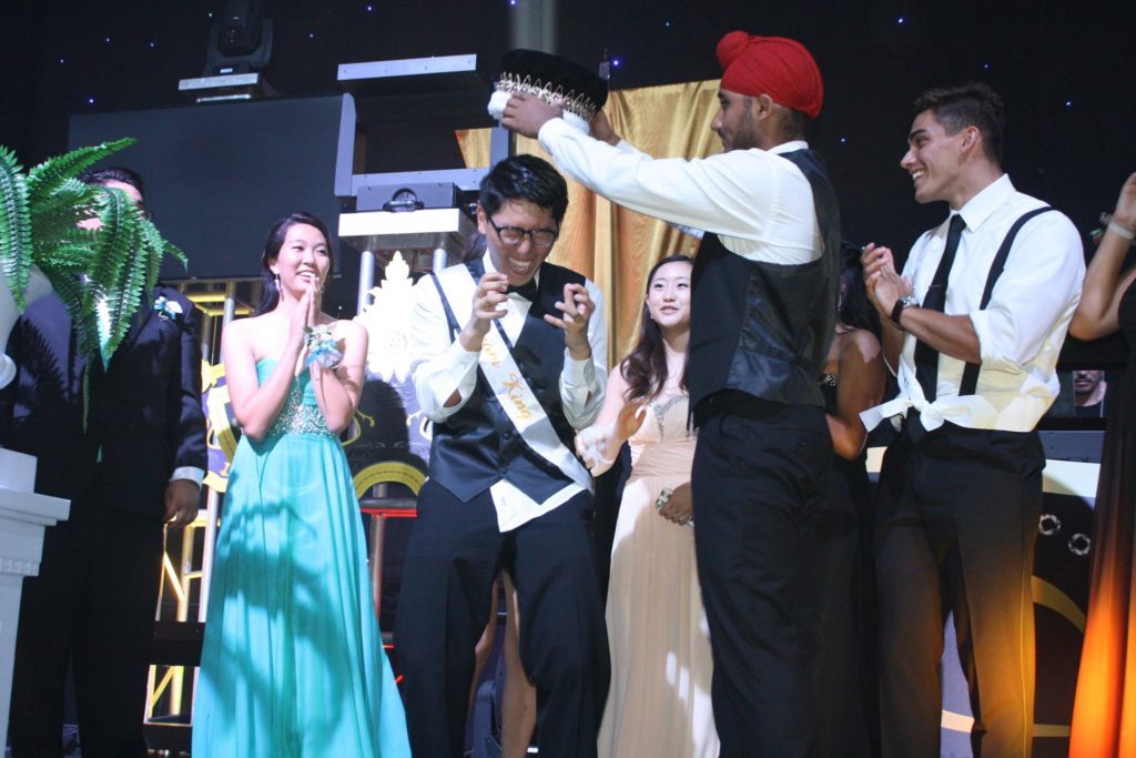 Sunny Hills High School senior Matthew Kim rejoices as hes crowned prom king. Photo credit: Paola Molina