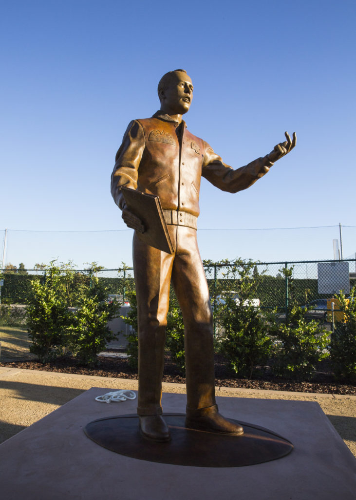 The Hal Sherbeck Memorial Sculpture unveiled at the Sherbeck Field on August 29, 2015. Photo credit: Christian Fletcher