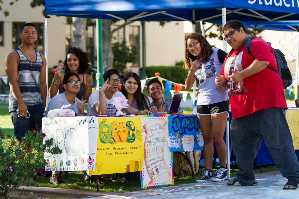 The Queer People of Color organization smile for the camera at the first ever Associated Students hosted Quadchella music festival held on campus on September 17, 2015. Photo credit: Sue Hwang