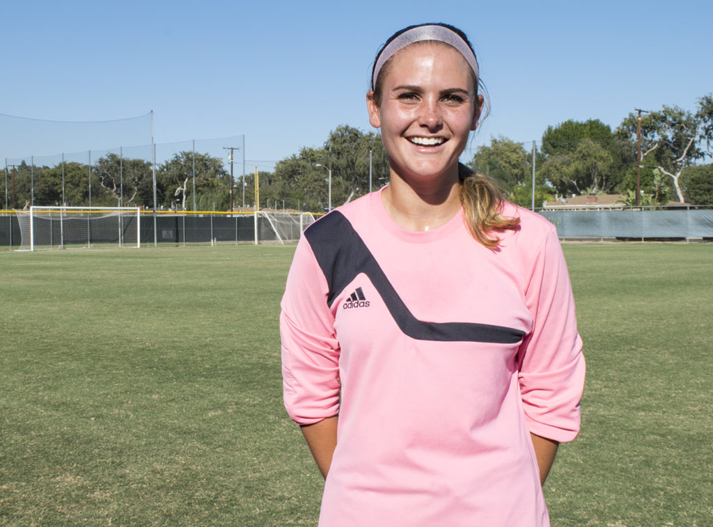 Mallory Van Voorhis, is Fullerton Colleges womens soccer goalie. She has been goalie for two years. Photo credit: Joshua Mejia