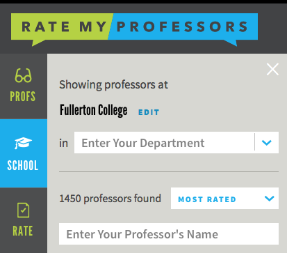 Fullerton College has many highly rated teachers on Rate My Professor.com Photo credit: RateMyProfessor.com