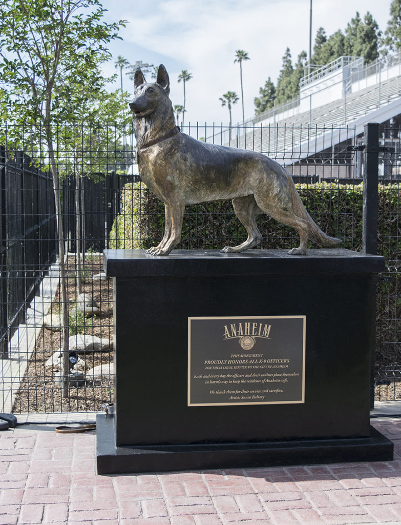 Valor was inspired by the beloved retired canine officer Bruno who was injured severely in the line of duty. Photo credit: Neddie Facio