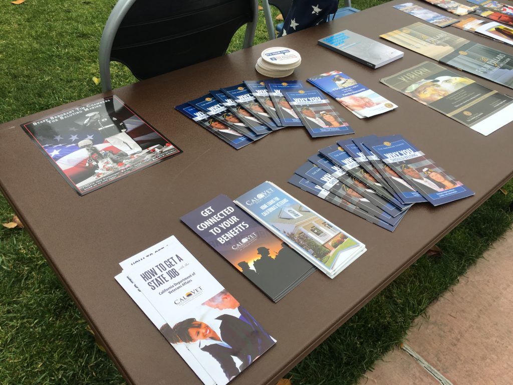 Brochures and pamphlets outlining employment opportunities were available for veterans to check out. Photo credit: Helena Kim