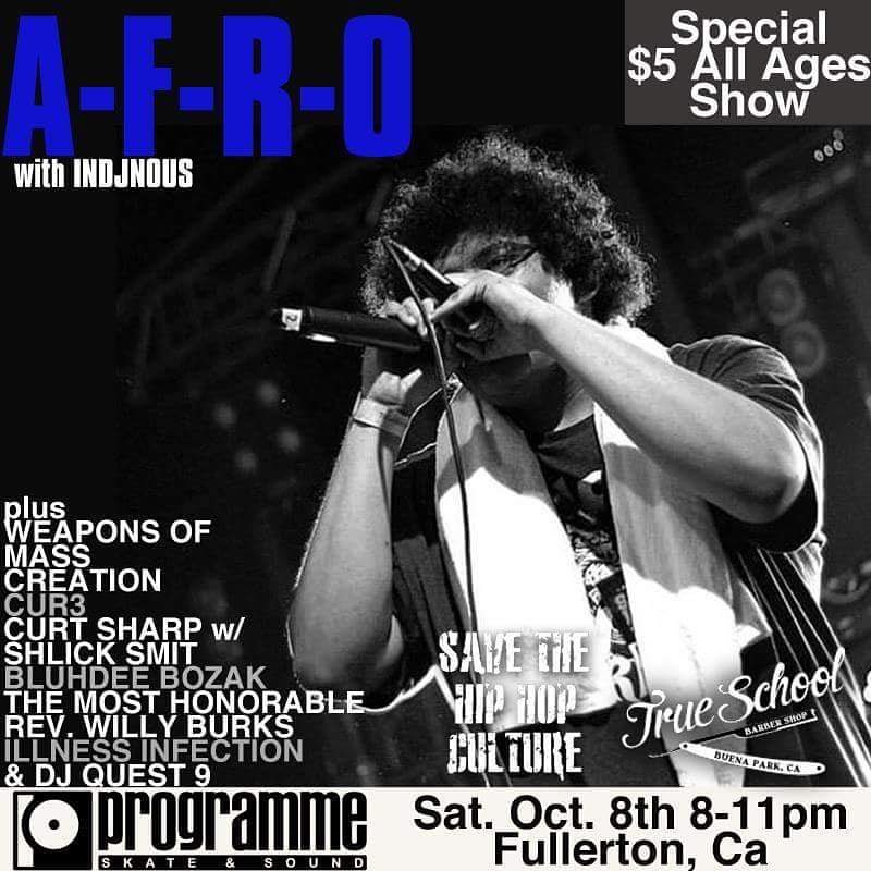 Flyer for A-F-R-Os performance at Programme Skate and Sound on Saturday, Oct. 8. Photo credit: Facebook