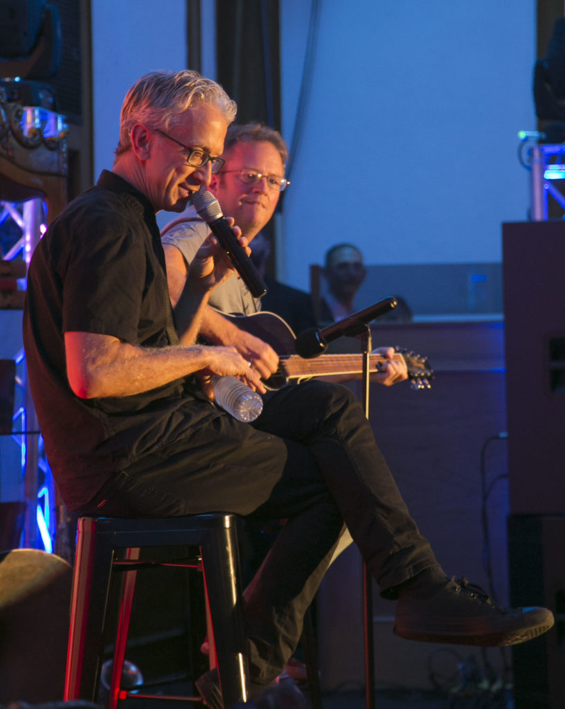Andy Dick performing alongside with a friend for the comedy show for Autism in Downtown Fullerton prior to the comment. Photo credit: Joshua Miranda