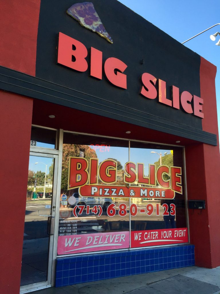 Big Slice Pizza located in Downtown Fullerton on Harbor Blvd.
