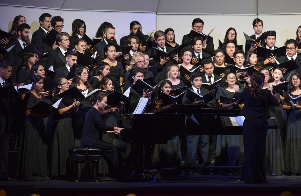 Fullerton College Concert Choir  with Lena Kim on the piano directed by Nicola Bertoni at Wilshire Auditorium in Fullerton on Oct. 28 Photo credit: Neddie Facio