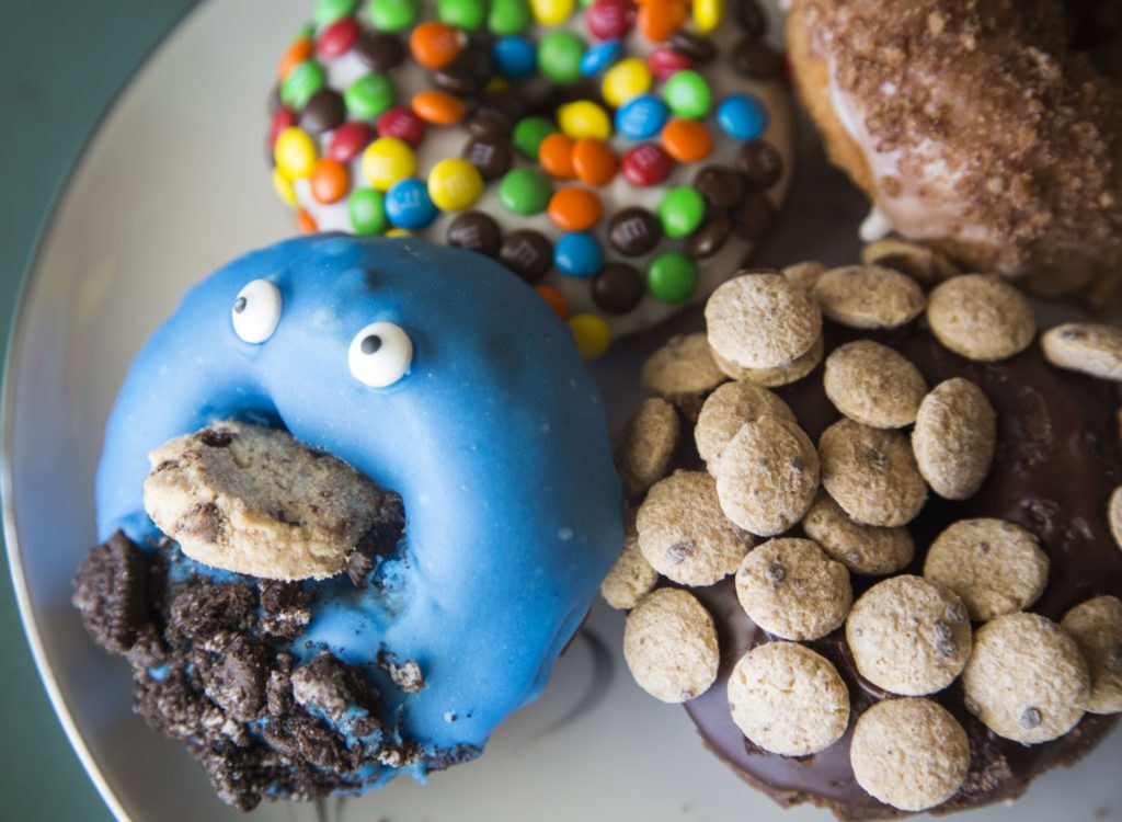The cookie monster Doughnut representing the character well with an actual cookie. Photo credit: Joshua Miranda