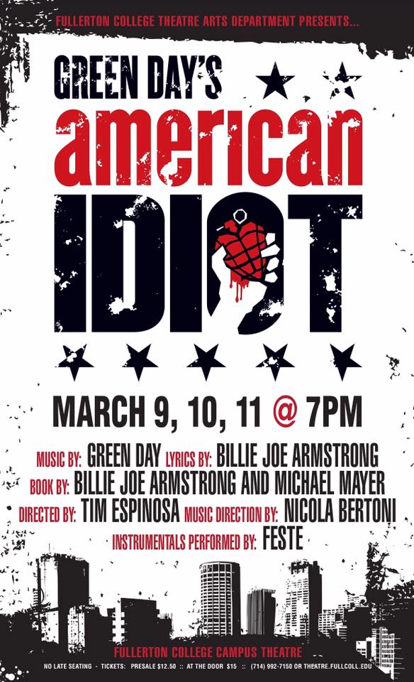 The two-time Tony Award-winning musical “Green Day’s American Idiot” runs March 9-11 at the Fullerton Campus Theater. Photo credit: The Fullerton College Theatre Arts Department