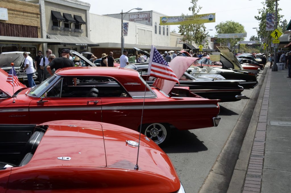 Classic Cars line the streets of the Orange Plaza for the 23rd Annual Orange Plaza Car Show in the City of Orange. Photo credit: Brian Carrillo