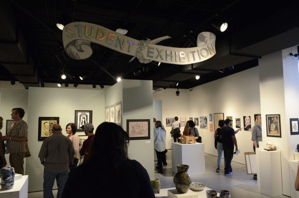 The opening reception of the Student Art Exhibition at Fullerton College on May 4. Photo credit: Brian Carrillo