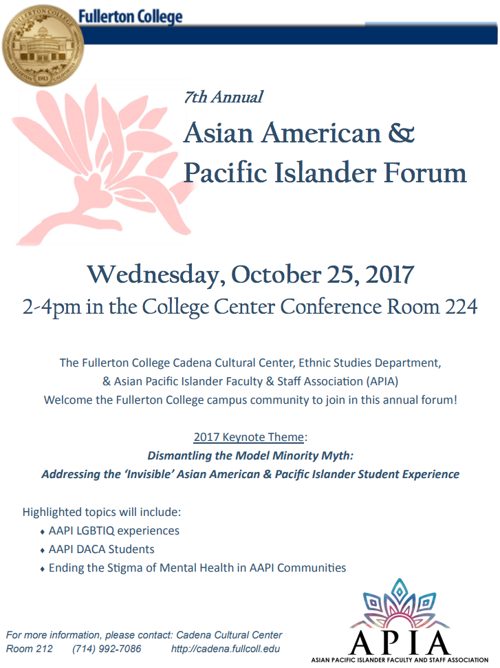 FC will hold its seventh annual Asian American and Pacific Islander Forum Wednesday, Oct. 25 from 2 to 4 p.m. in room 224. Photo credit: FC Website