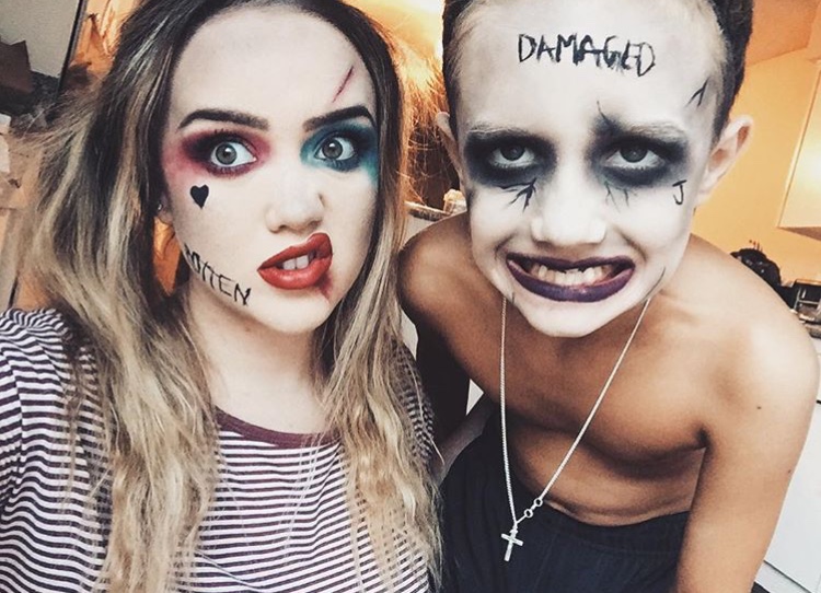 Danika and Landon Abbott get creative with trendy with their Harley Quinn and Joker  inspired look for Halloween. Photo credit: Danika Abbott