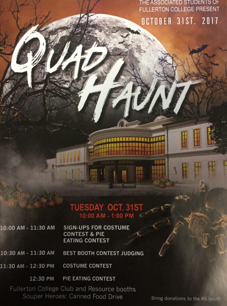 FCs third annual Quad Haunt on Tuesday, Oct. 31 from 10 a.m. to 1 p.m. Photo credit: Associated Students Fullerton College