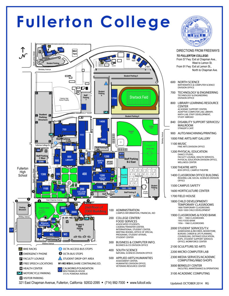 This is a map of the Fullerton College campus used to help students find campus safety as well as secure places on campus. Photo credit: Fullerton College