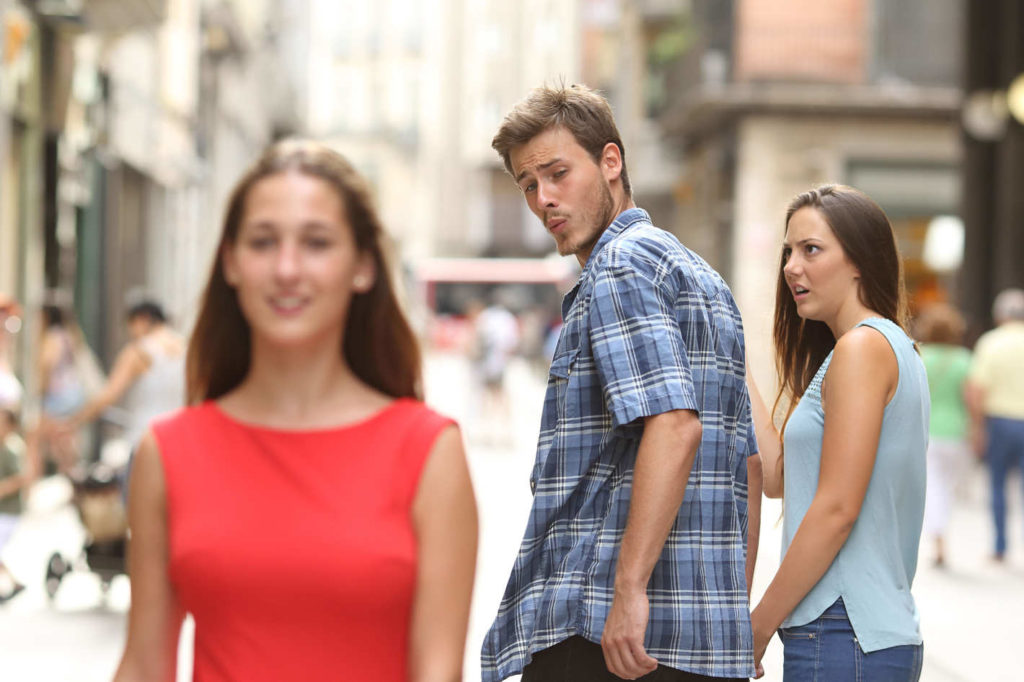 Famous meme of guy checking out another girl. Photo credit: Antonio Guillem