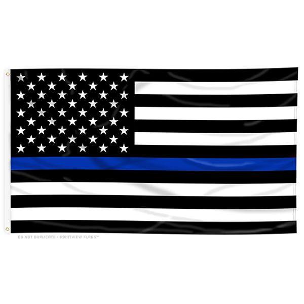 Thin Blue Line American Flag With Grommets
