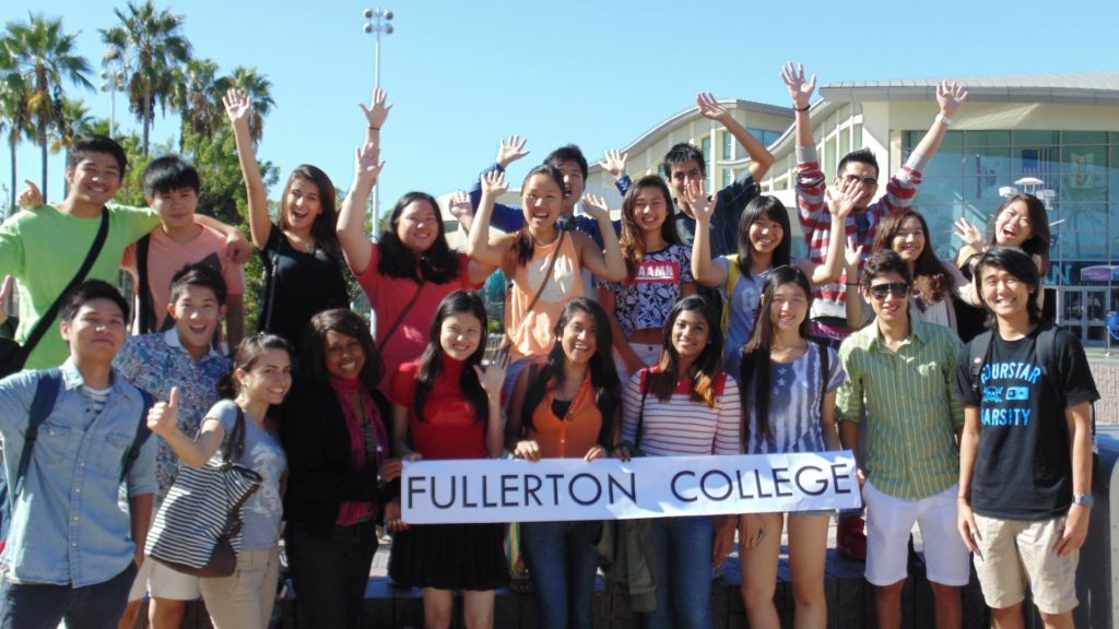 A small group of the 300 international students at Fullerton College. Photo credit: Facebook