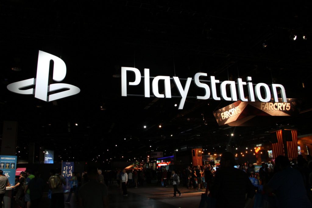 The PlayStation sign inside the entrance of the 2017 PlayStation Experience at the Anaheim Convention Center on December 9, 2017. Photo credit: Ayrton Lauw