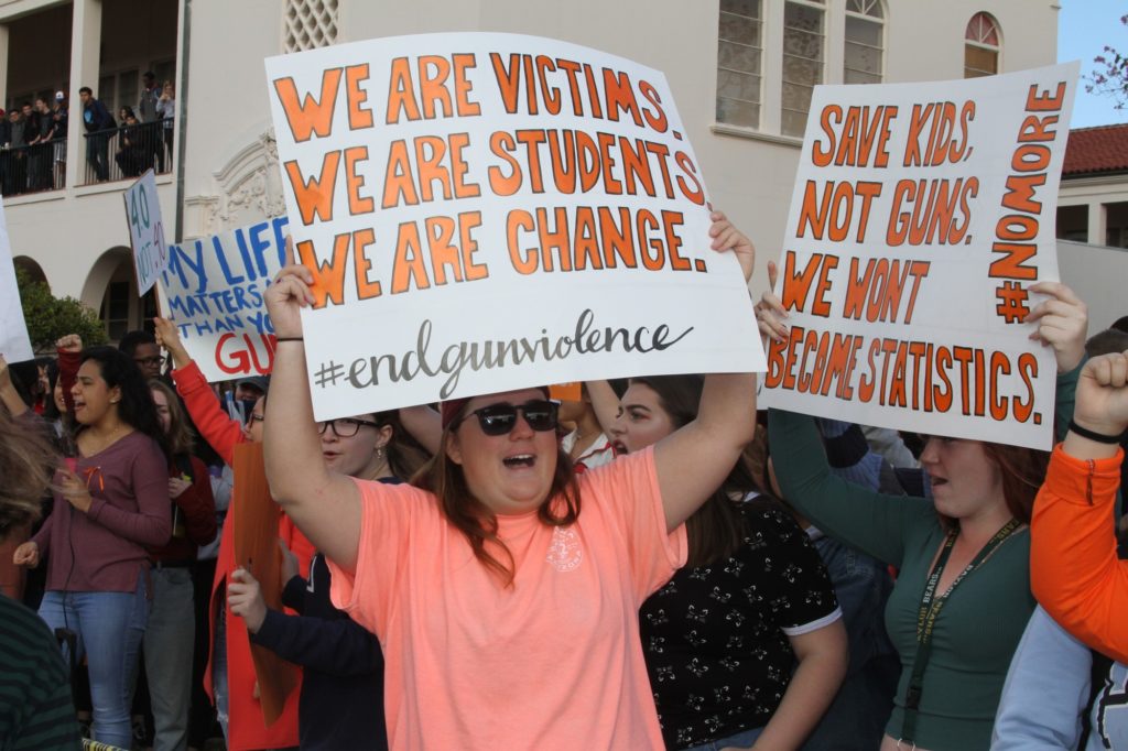 Students protested against government inactivity regarding gun control. Photo credit: Daniel Guerrero