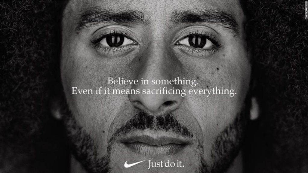 Collin Kaepernick in the NIke advertisement that has the nation buzzing