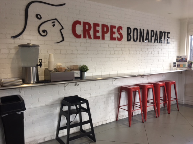 Inside of Crepes Bonaparte new restaurant on Harbor Blvd. Photo credit: Jazlyn Morales