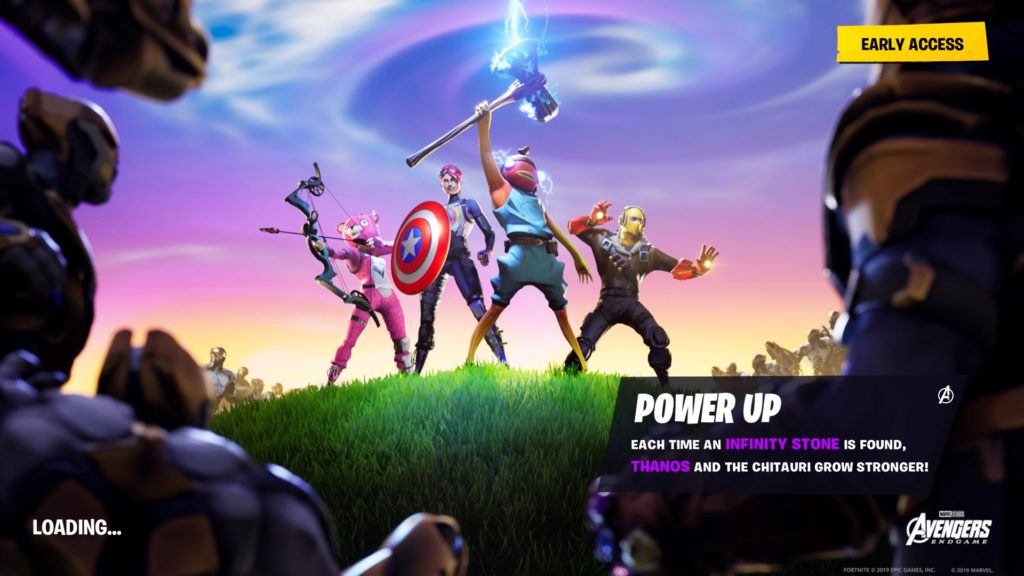 Avengers End Game loading screen showcasing all the weapons available to use in the game. (Epic Games) Photo credit: Anthony Carrera