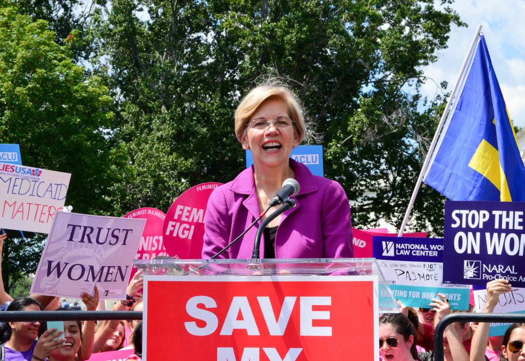 Sen. Elizabeth Warren rallies a crowd. Photo credit: senate.gov