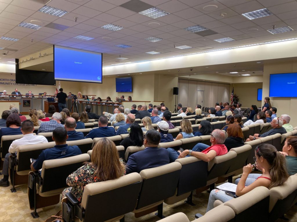 During public comments at the board meeting held on Oct. 22, Fullerton residents had the chance to share their opinions about the stadium. Photo credit: Damion Floyd