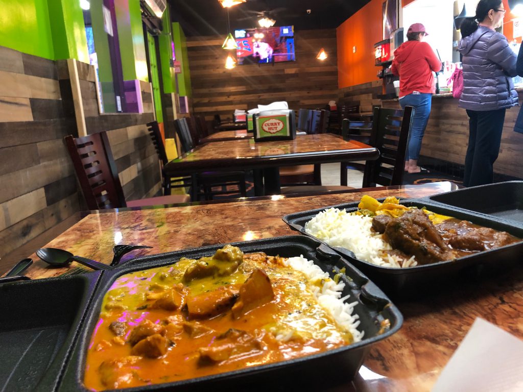 A closer look at the chicken tikka masala and yogurt curry generously poured onto the basmati rice. Photo credit: Nidia Nunez