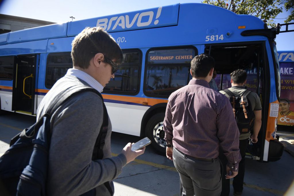 Students using bus passes Photo credit: Santa Ana College
