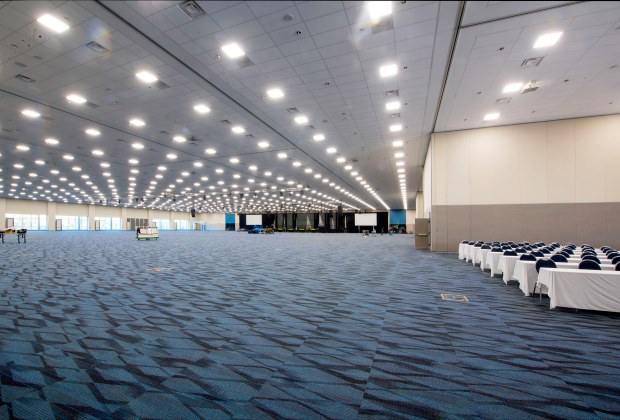 This column-less space sits on the same level as the top of palms at Anaheim Convention Centers latest expansion. Photographed on Mon., Sept. 25. It is slated to house concerts, medical conventions and much more. Photo credit: Cindy Yamanaka, Orange County Register/SCNG