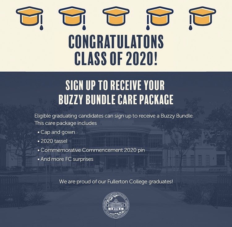 Summer 2019, fall 2019, and spring 2020 graduates are eligible to receive the care package. Photo credit: Fullerton College