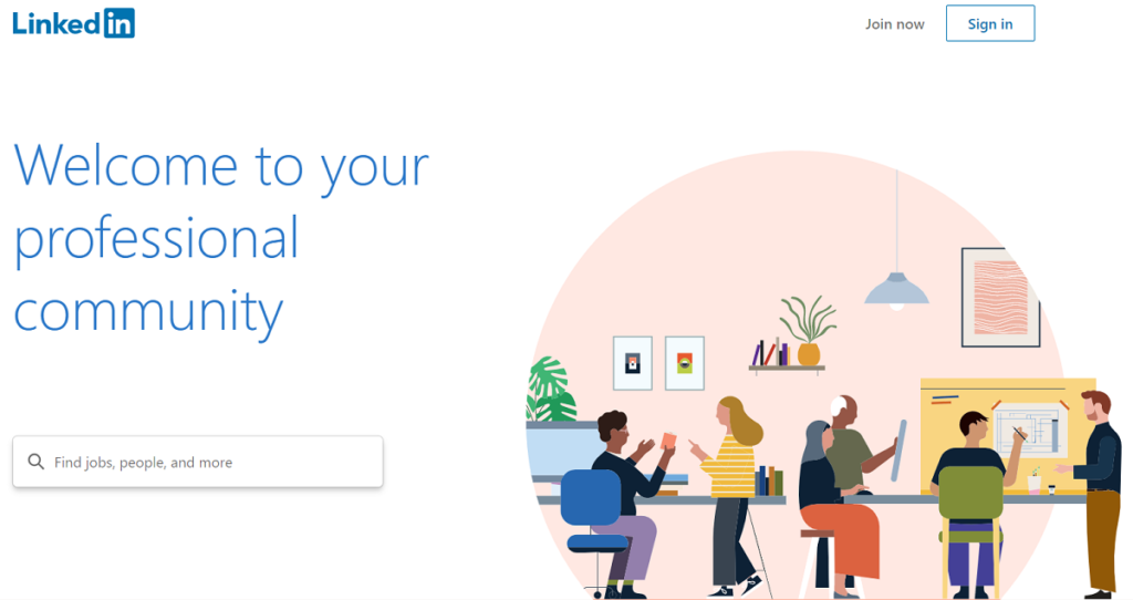 The LinkedIn login page. Showcasing LinkedIn’s slogan and the collaborative and network driven  environment they represent. Photo credit: LinkedIn