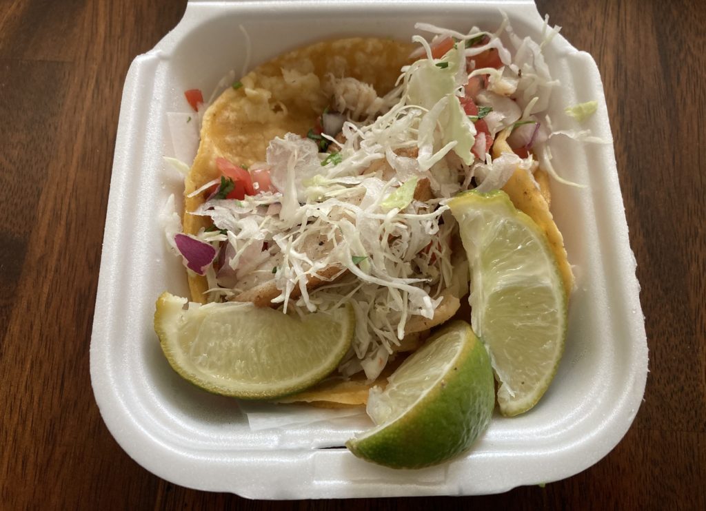 Swai fish tacos with a side of lime and cost $2.75 each. Photo credit: Joshua Jurado