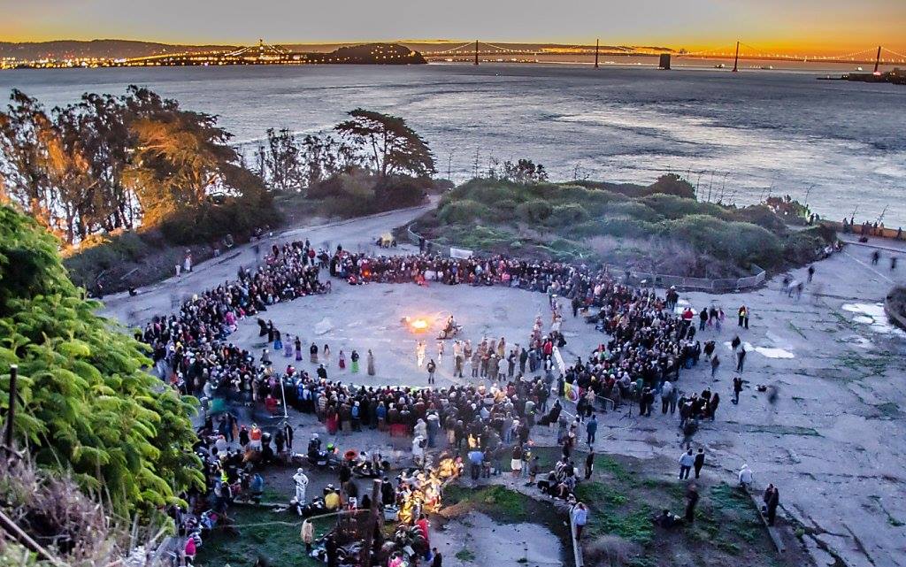 Indigenous Peoples Sunrise Ceremony on Alcatraz Island. Photo credit: Miki Pryor