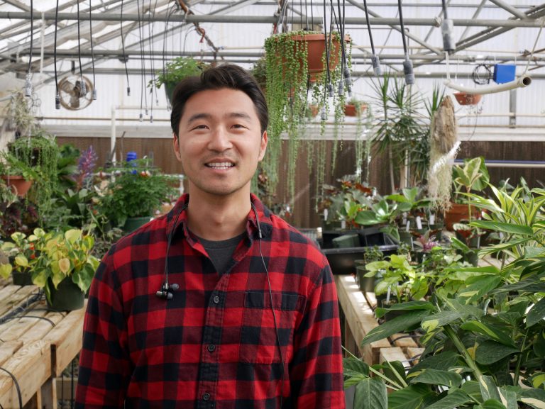 Ed Kim in Fullerton College Greenhouse Before new construction. Photo credit: Fullerton Observer