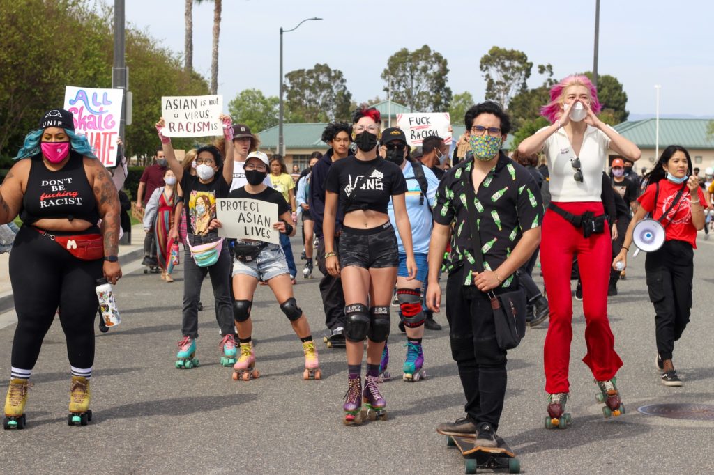 Skate to End Hate rolls through Tustin in support of the AAPI community