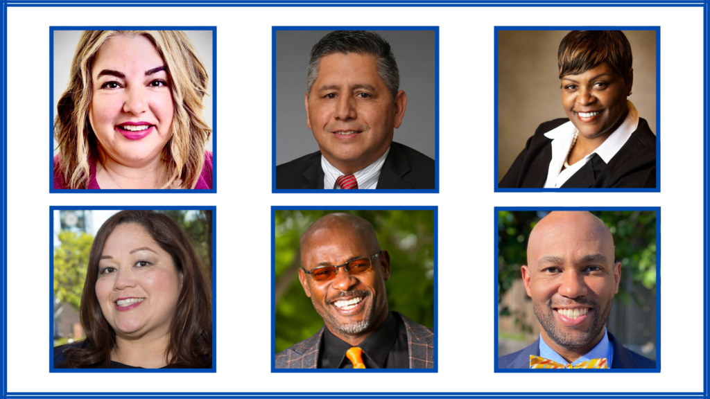 (From left to right) Dr. Tina Vasconcellos, Dr. Juan Avalos, Dr. Lisa Cooper Wilkins, Dr. Cynthia Olivo, Dr. Michael Odu, and Dr. Marshall T. Fulbright III represent the final six candidates in FCs presidential selection this semester. Photo credit: Julianne Le