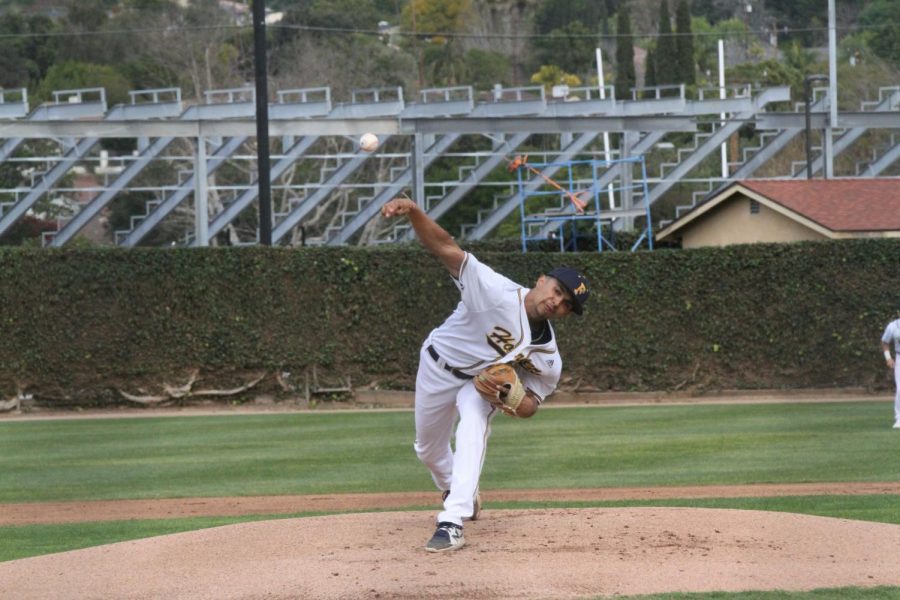 Sophomore Freddy Castaneda the started pitcher on Feb. 17, 2023 at Fullerton.