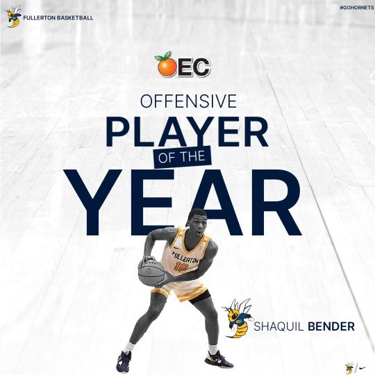 Sophomore guard Shaquil Bender was named Orange Empire Conference Offensive Player of the Year on Sunday night Feb. 19, 2023.