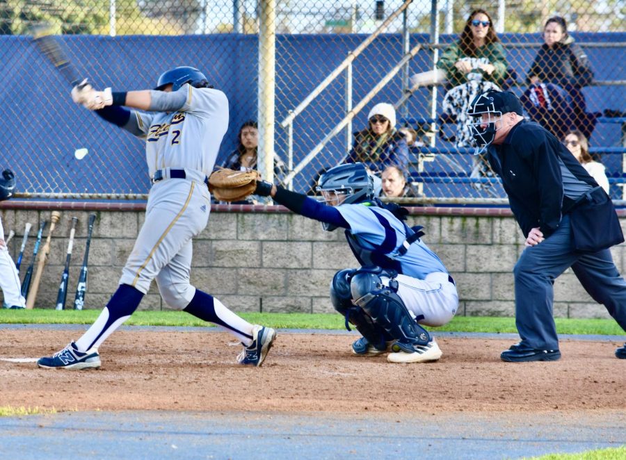 Jimmy Blumberg, sophomore shortstop, grounded out at his last at-bat against the Chargers on Thursday, March 23, 2023. Photo credit: Gerardo Chagolla