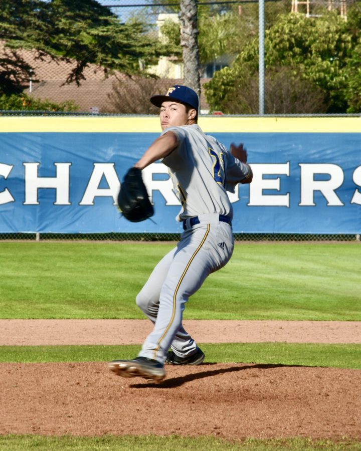 Sophomore right hand pitcher, Ryan Chavez, closed out the game in a losing effort against the Chargers during an away game on Thursday, March 23, 2023.