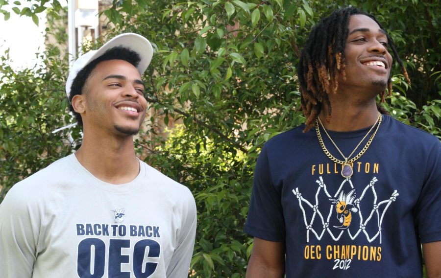 Freshmen RJ Banks (left) and Jeremiah Davis (right) were major catalysts on Fullerton Colleges run to history. They will both be returning to the team next season to try and repeat as state champions. Photo credit: Yasmin Sotelo